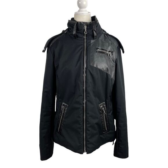 Eric Snow Jackets & Blazers - Eric Snow Womens Size Large Patchwork Winter Full Zip Black Jacket faux leather